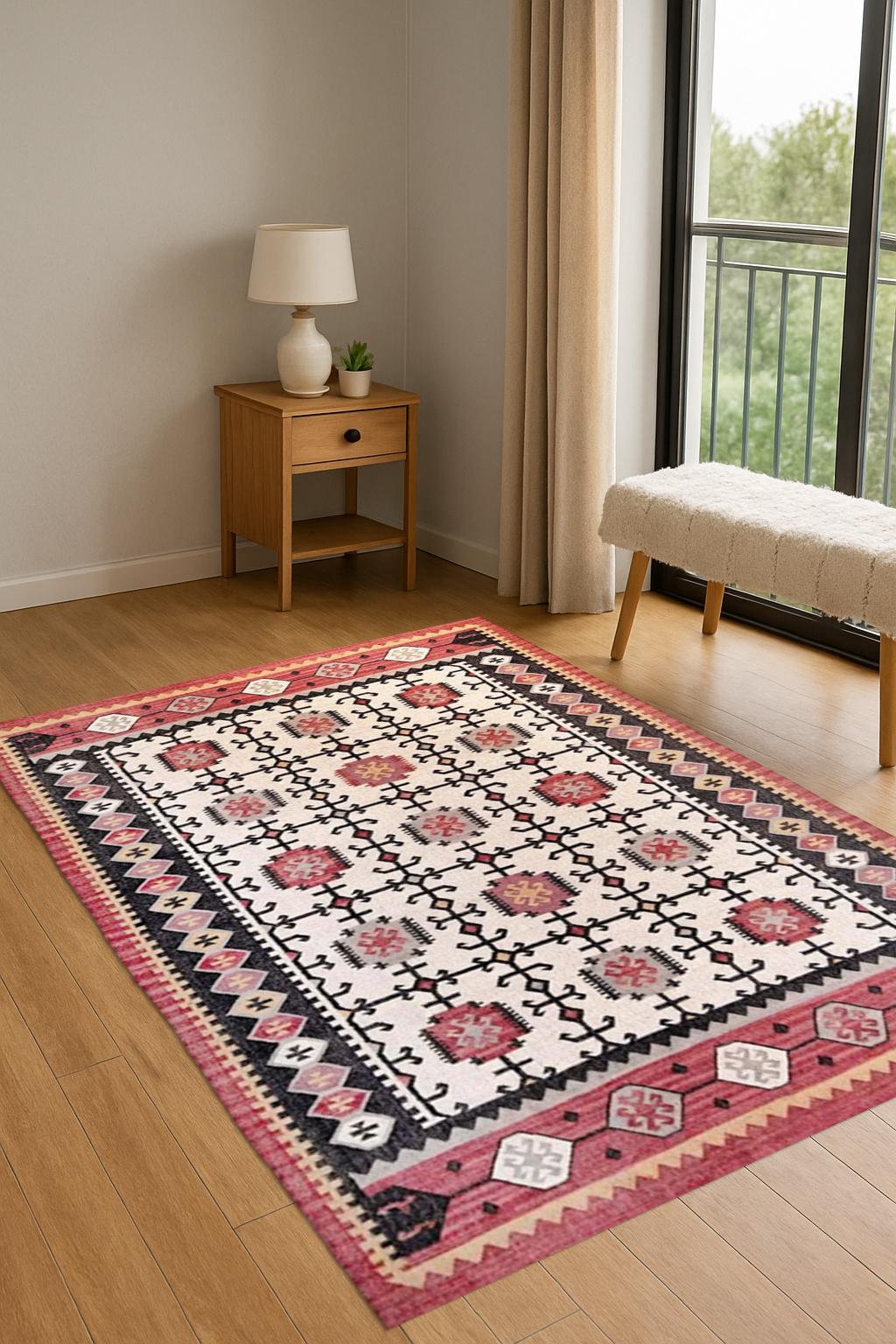 Boho Jute Kilim Rug – Handwoven Natural Fiber Rug, Neutral Area Carpet, Flatweave Home Decor, Organic Textured Rug | Tribal Pattern Rug