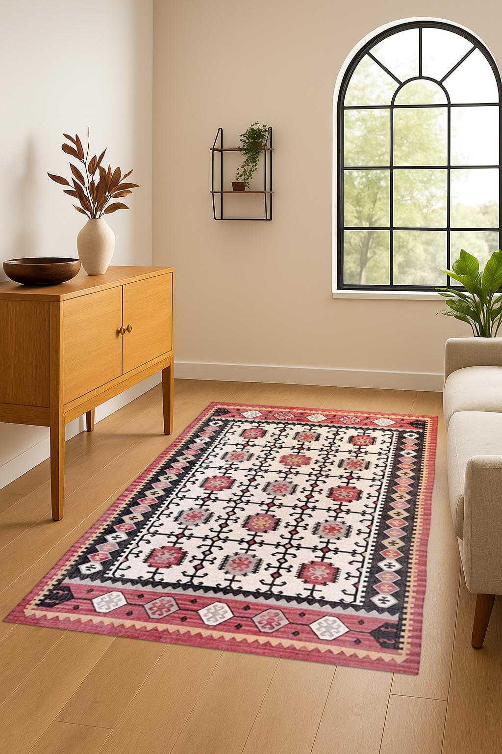 Boho Jute Kilim Rug – Handwoven Natural Fiber Rug, Neutral Area Carpet, Flatweave Home Decor, Organic Textured Rug | Tribal Pattern Rug