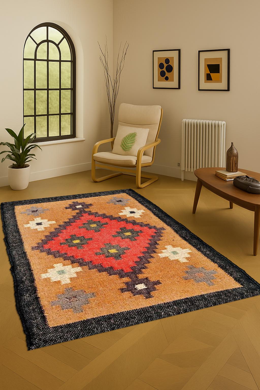 Handwoven Jute Kilim Rug – Boho Area Rug | Natural Flatweave Carpet | Rustic Farmhouse Decor | Eco-Friendly Floor Mat | Organic Textured Rug