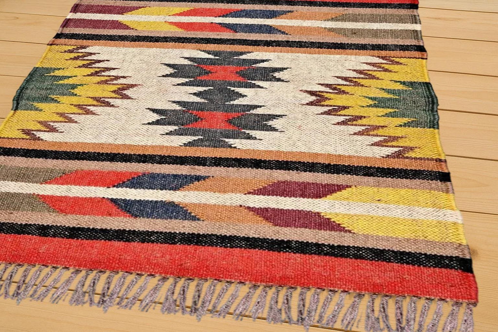 Rustic Jute Kilim Rug | Handwoven Eco Area Carpet | Bohemian Natural Home Décor | Handcrafted Natural Jute Kilim Rug | Bohemian Tribal Rug