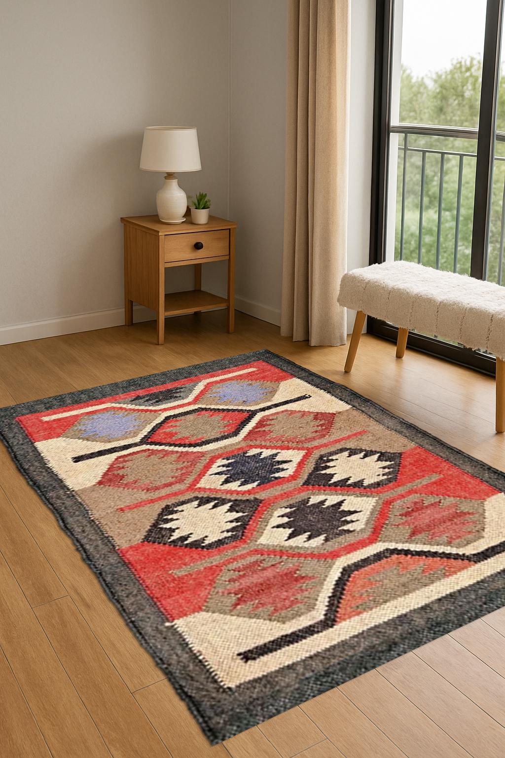 Natural Fiber Jute Kilim Rug | Flatweave Bohemian Area Rug | Sustainable Home Décor | Handcrafted Jute Kilim Rug | Boho Neutral Style Rug