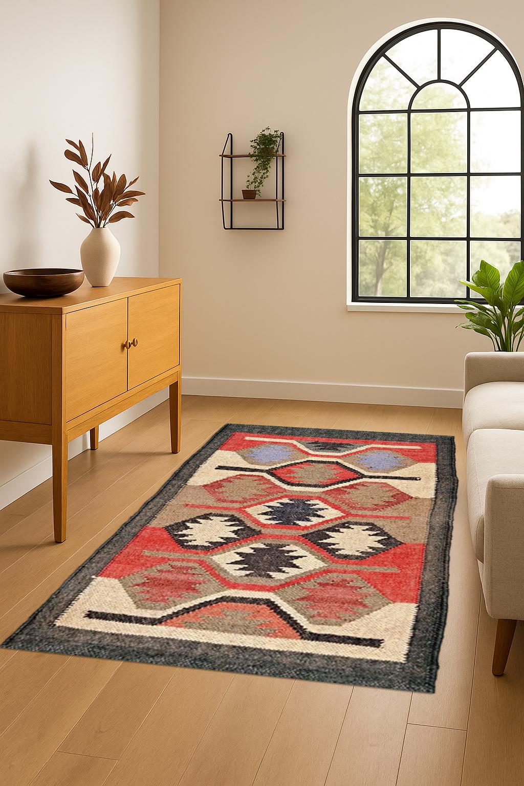 Natural Fiber Jute Kilim Rug | Flatweave Bohemian Area Rug | Sustainable Home Décor | Handcrafted Jute Kilim Rug | Boho Neutral Style Rug
