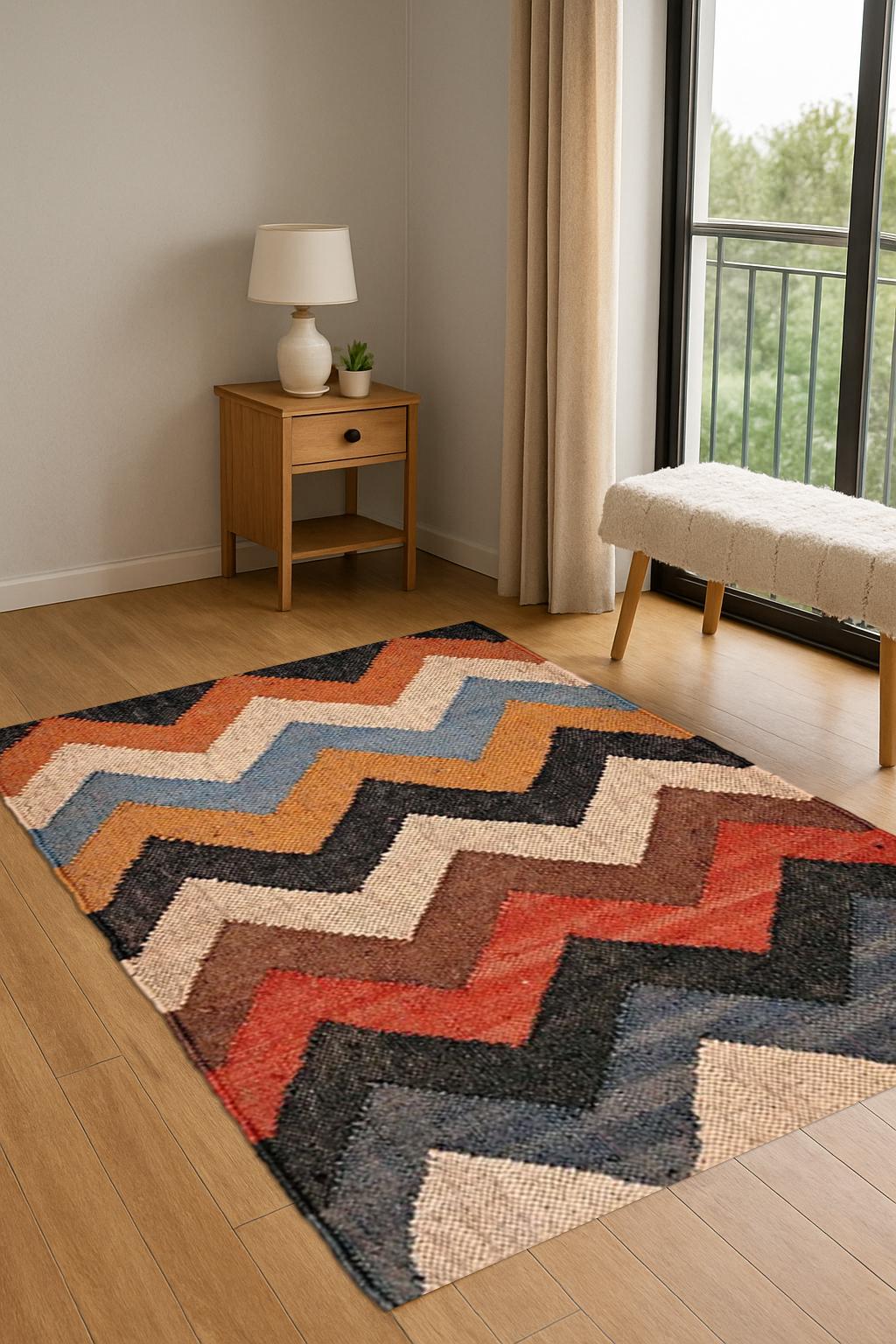 Jute Kilim Rug, Modern Abstract Rug, Minimalist Rug, Area Rug, Rug for Living Room, Custom Design Carpet, Rug for Bedroom, Home Decor Rug