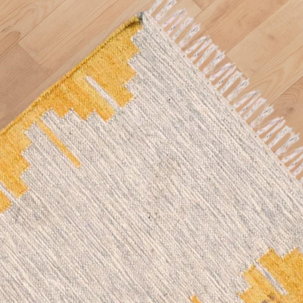 Jute Kilim Rug | Wool Jute Kilim Accent Home Décor Area Rug | Handwoven Natural Jute Kilim Rug | Flatweave Area Rug | Rustic Tribal Carpet