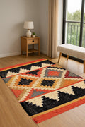 Jute Kilim Rug Boho Natural Area Rug, Flatweave Tribal Carpet, Eco-Friendly Farmhouse Decor, Rustic Woven Floor Mat- Home Decor