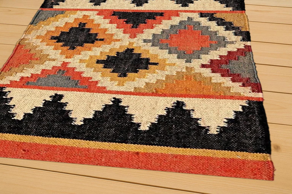 Jute Kilim Rug Boho Natural Area Rug, Flatweave Tribal Carpet, Eco-Friendly Farmhouse Decor, Rustic Woven Floor Mat- Home Decor