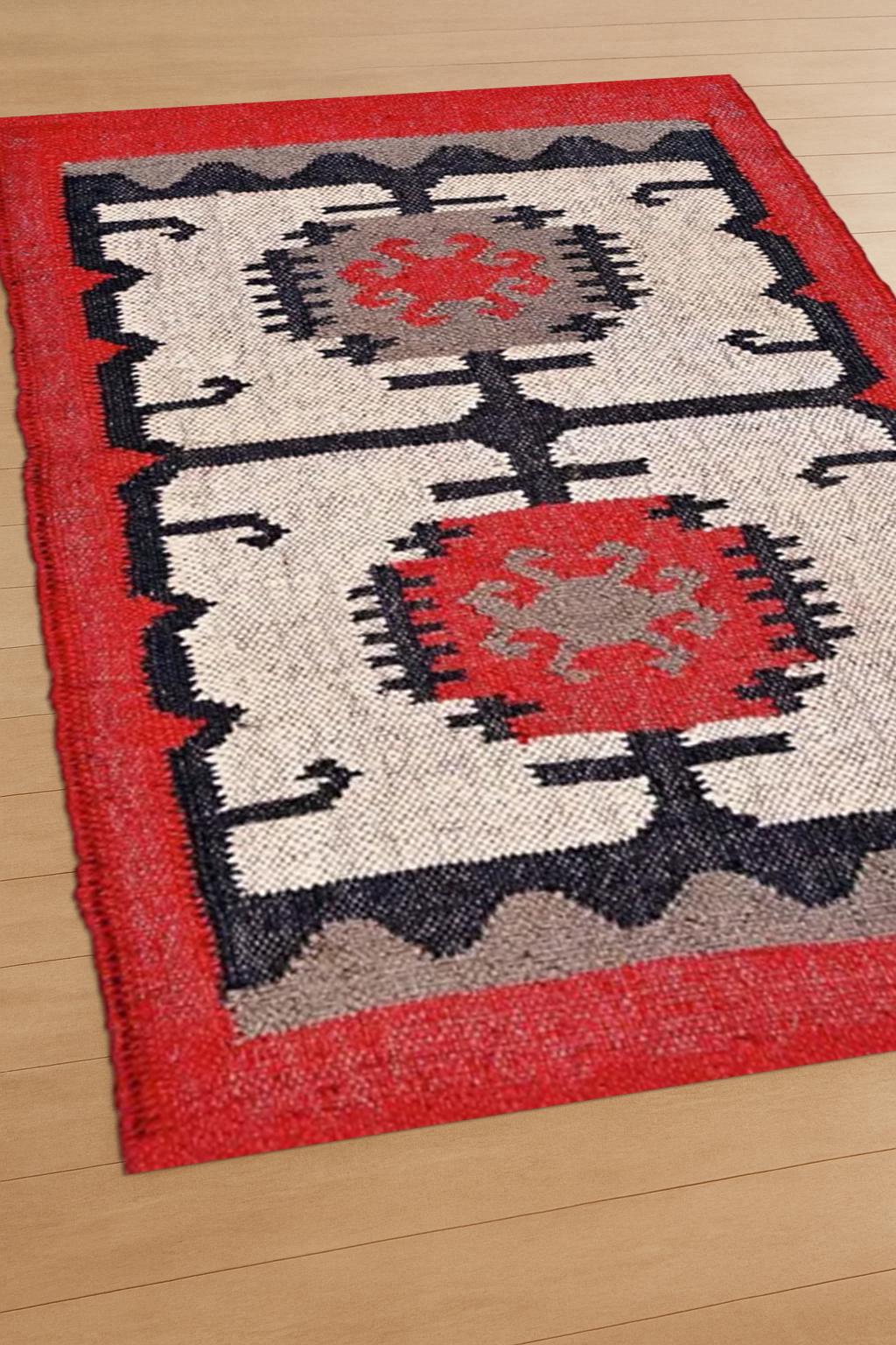 Vintage Wool Jute rugs meditation kilim rugs boho prayer mat wool jute rugs floor decor wool jute rugs beautiful kilim dhurrie rugs