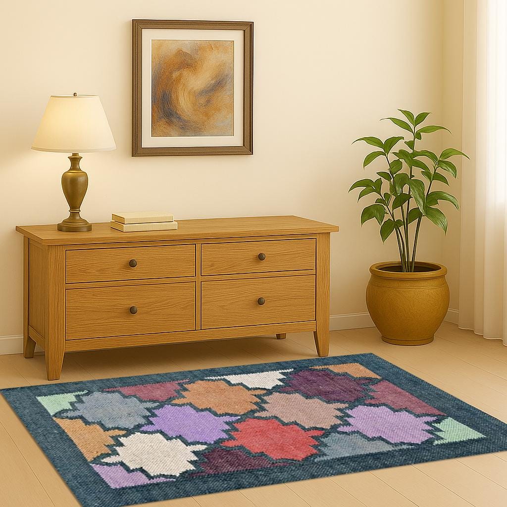 Kilim Rug Runner | Wool Jute Rug | Handmade Wool Jute Rug | Navajo kilim Rug | Outdoor & Indoor Rug | Colorful Living Room Rug Runner