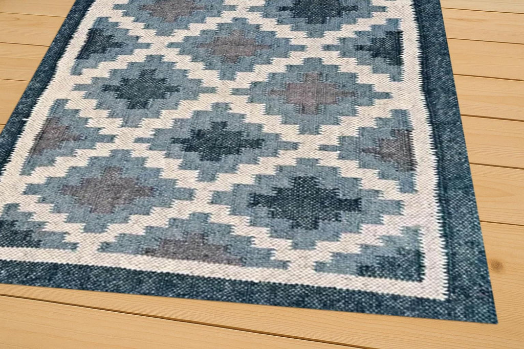 Handmade Kilim Rug | Wool Jute Blend | Tribal Boho Southwestern Style | Handwoven Wool Jute Kilim Rug, Bohemian Dhurrie Rug | Gift For Her