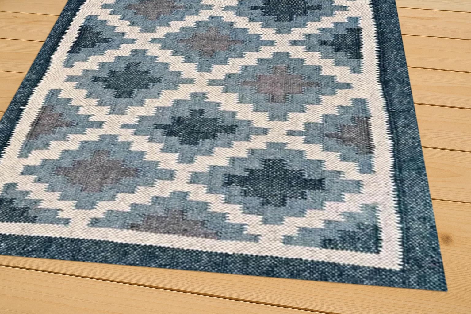 Handmade Kilim Rug | Wool Jute Blend | Tribal Boho Southwestern Style | Handwoven Wool Jute Kilim Rug, Bohemian Dhurrie Rug | Gift For Her
