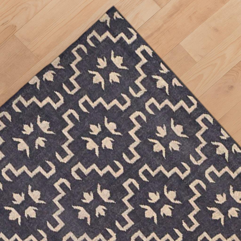 Handwoven Jute Kilim Rug | Boho Natural Area Rug, Eco-Friendly Floor Decor Bohemian Jute Kilim Area Rug | Textured Eco Home Decor