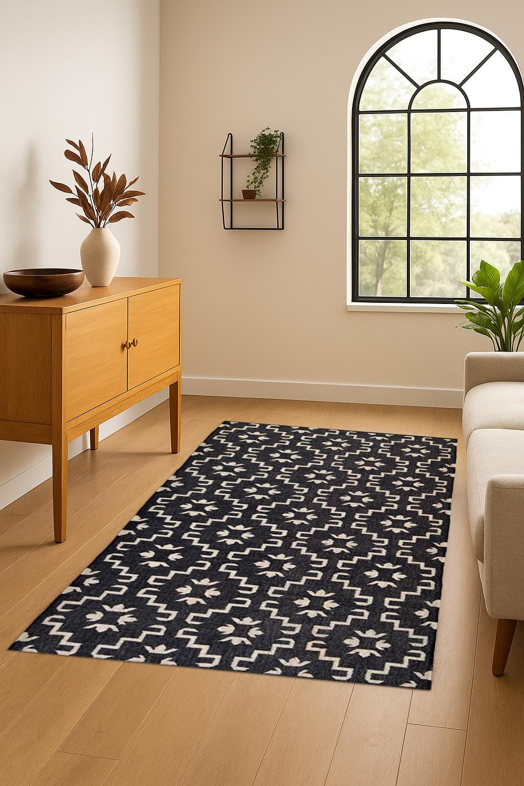 Handcrafted Wool Kilim Rug | Geometric Shape Custom Durrie Rug |  Handmade Flatweave Rug for Living Room | Home Decor Carpet | Kilim Rug