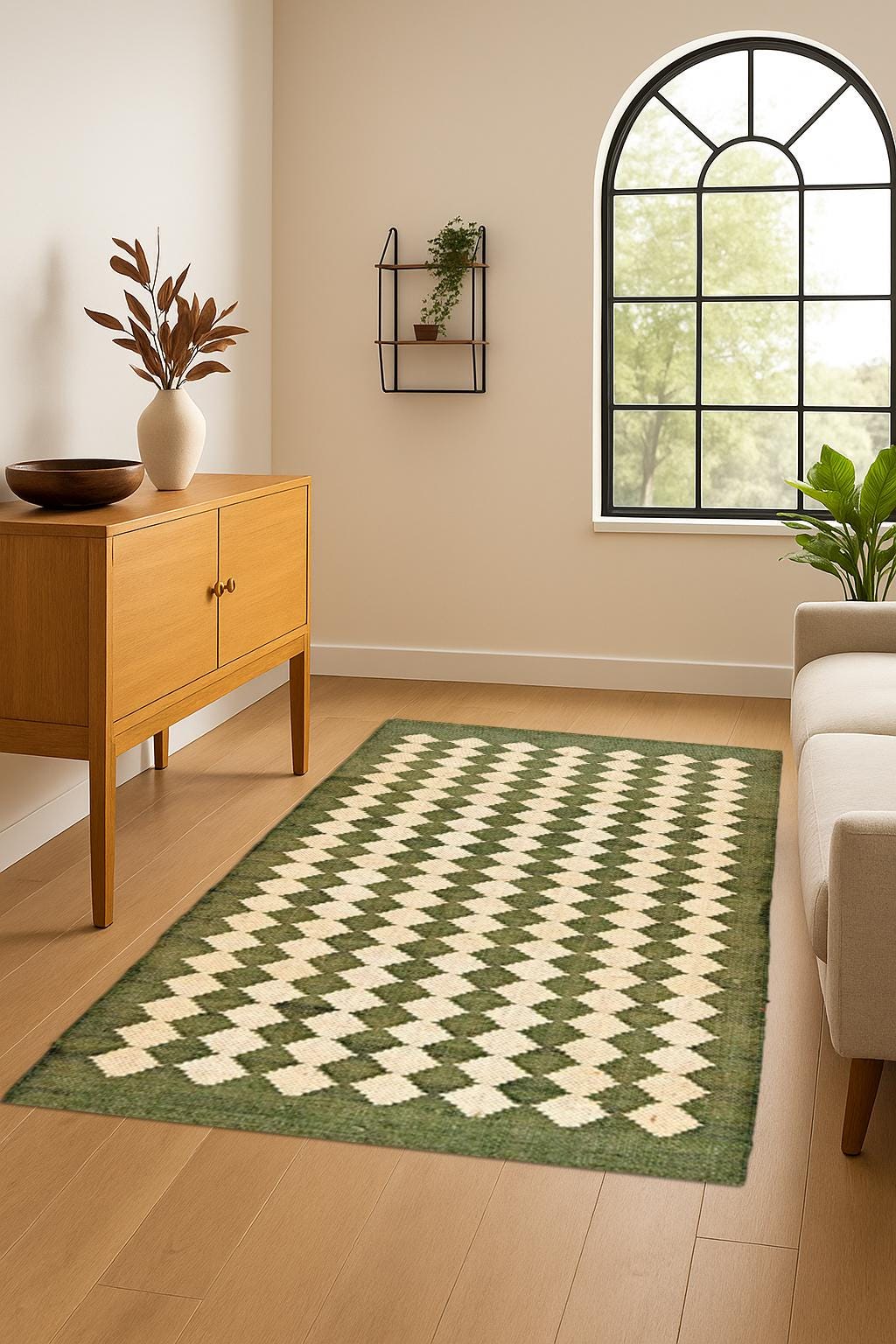 Elegant Jute Kilim Rug | Natural Flatweave Carpet | Eco Friendly Hallway Kilim Rug | Minimalist Farmhouse Home Decor Area Rug
