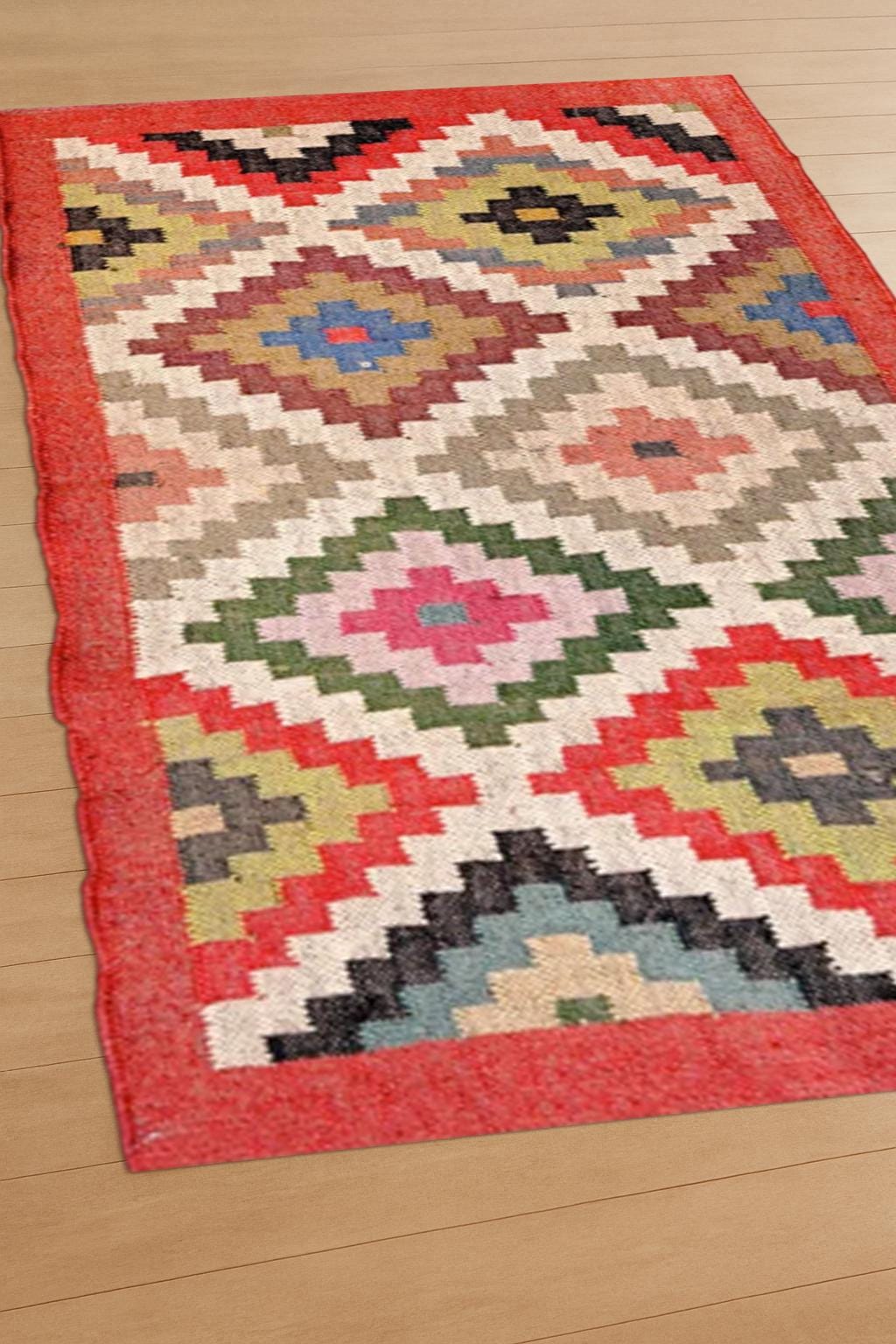 Handcrafted Kilim Rug |  Handwoven Wool and Jute Rug Handmade | Kilim Dhurrie Rug | Traditional Indian jute Area rug Custam Size Rugs