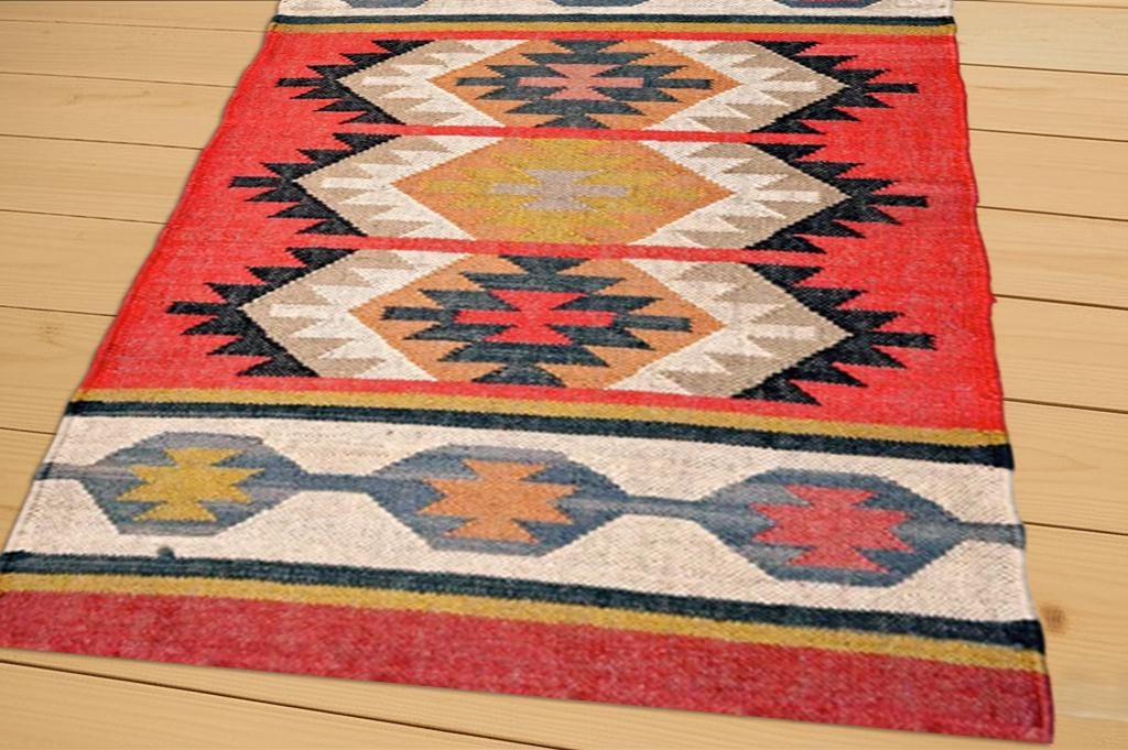 Handwoven Jute Rug  | Handwoven Flatweave Dhurrie | Handmade Traditional Indian Geometric Area Rugs for Jute Kilim Rug | Living Room Rugs