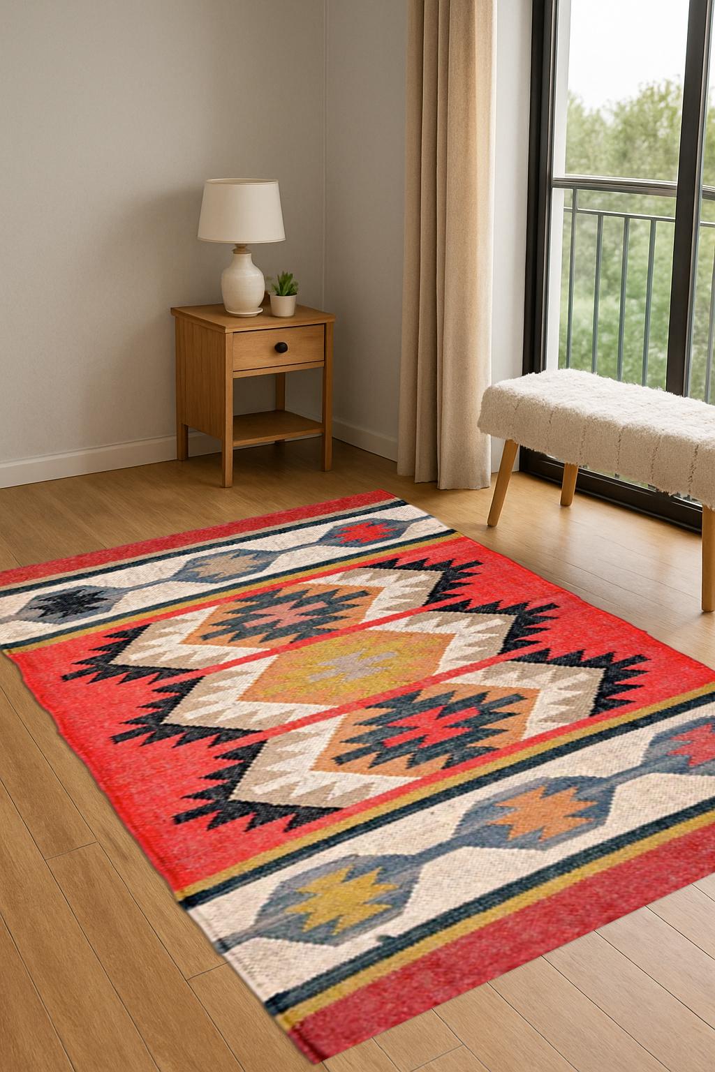 Handwoven Jute Rug  | Handwoven Flatweave Dhurrie | Handmade Traditional Indian Geometric Area Rugs for Jute Kilim Rug | Living Room Rugs