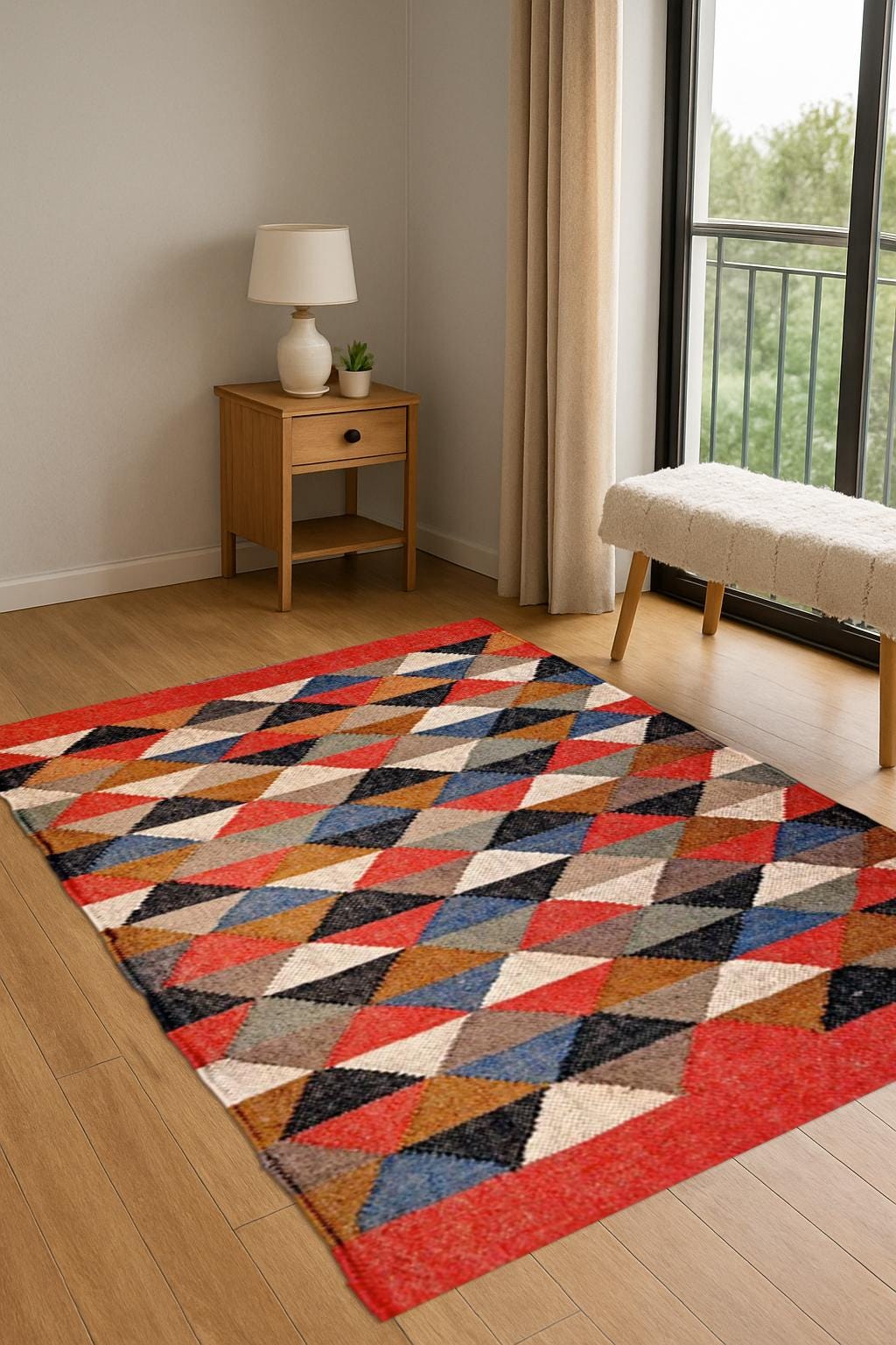 Indian Kilim Rug | HandwovenWool Jute kilim Rug | Bohemain indian Jute Rug | Southwestern Nordic Kilim Rug | Rustic Jute Rug For Living Room