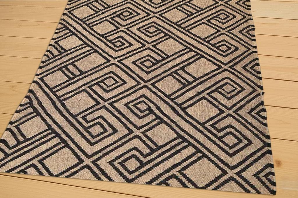 Handcrafted Wool-Jute Flat weave Rug  | Sustainable Kilim Runner for Living Room or Entryway | Kilim Runner for Living Room or Entryway