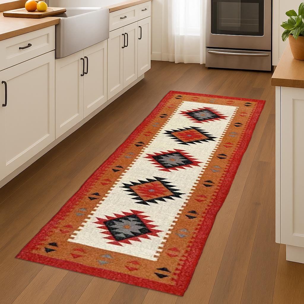 Handwoven Wool Jute Runner Rug | Natural Flatweave Hallway Carpet | Rustic Wool and Jute Runner Rug | Textured Natural Kilim for Home Decor