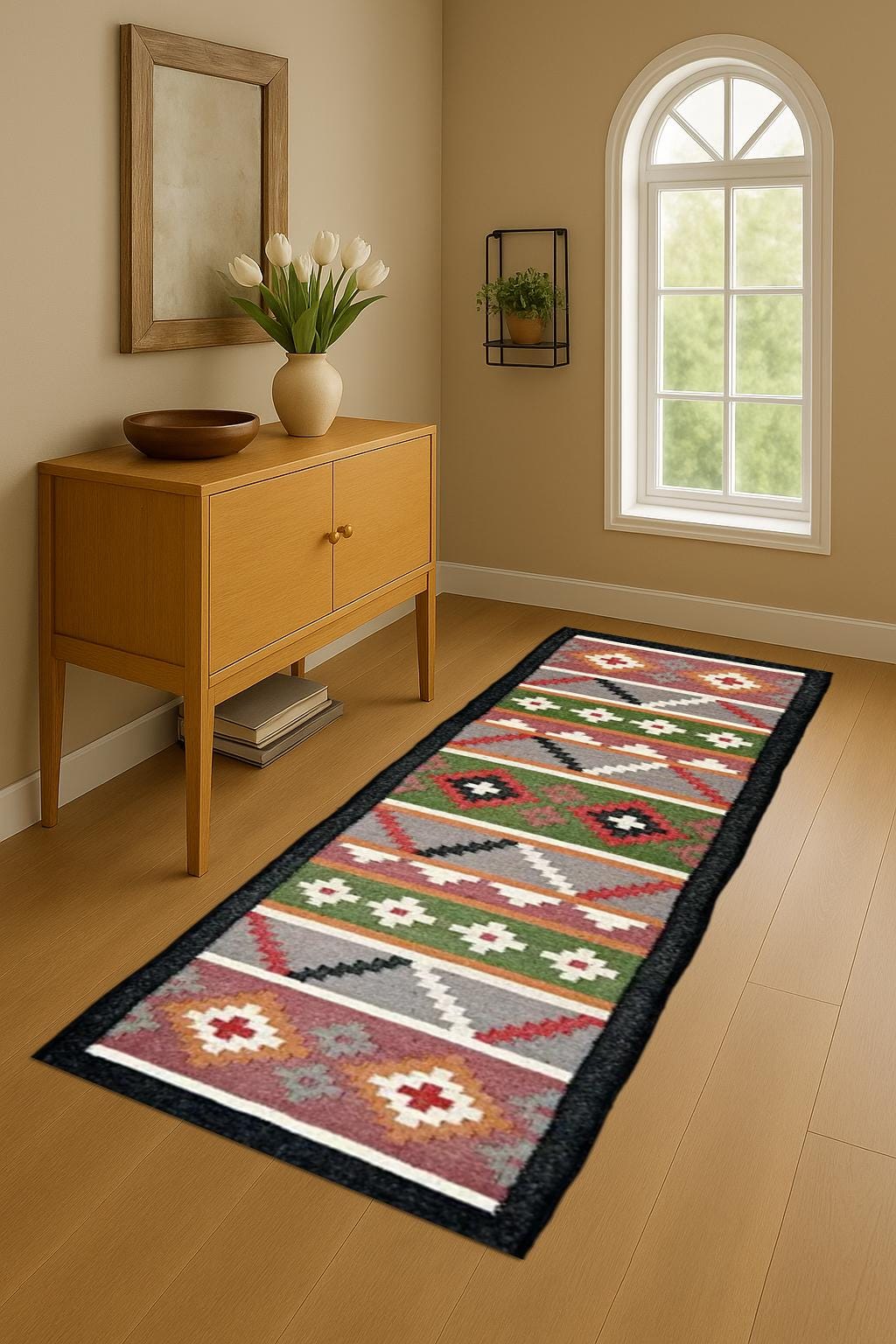 Handwoven Wool‑Jute Kilim Runner by Rugs Modern Boho Wool & Jute Rug Runner Artisan Handloom Hallway Rug Flatweave Hallway Carpet