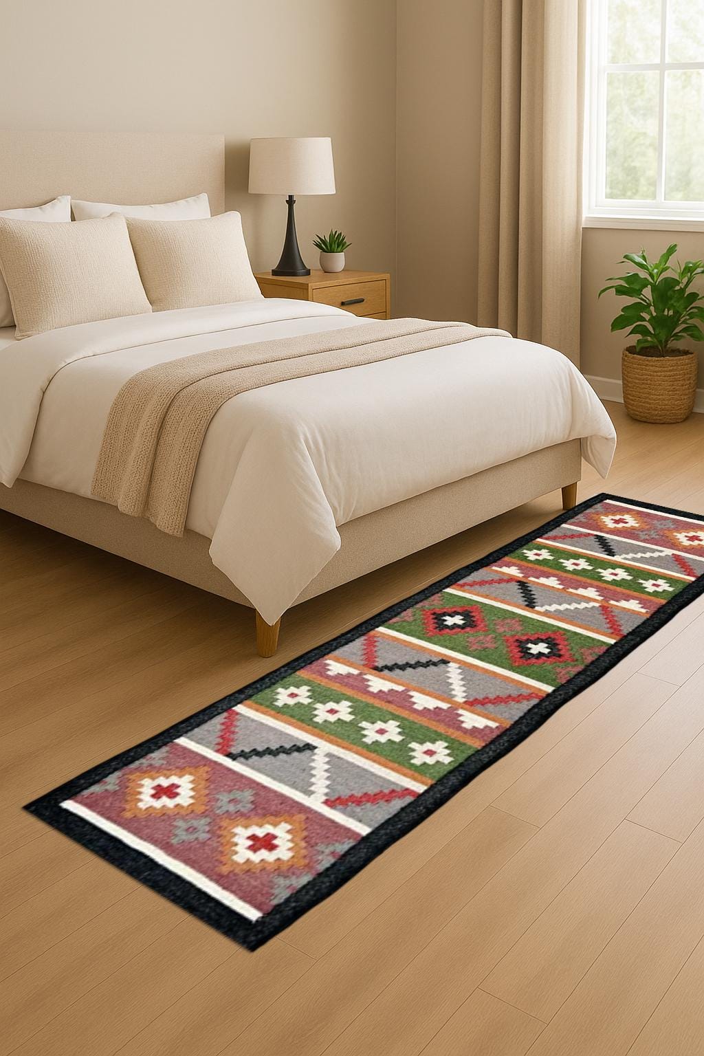 Handwoven Wool‑Jute Kilim Runner by Rugs Modern Boho Wool & Jute Rug Runner Artisan Handloom Hallway Rug Flatweave Hallway Carpet