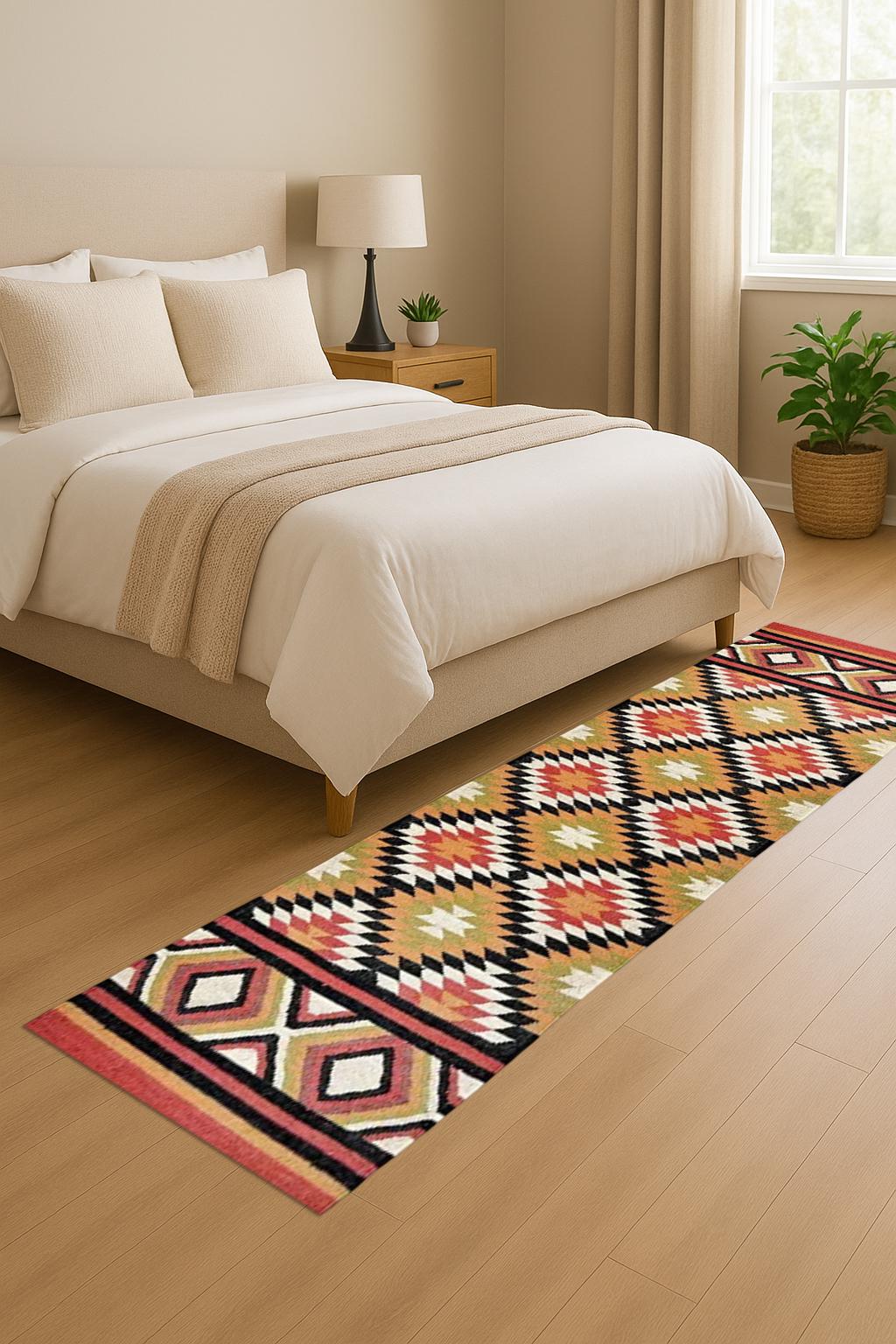 Handwoven Wool Jute Kilim Runner Rug | Sustainable Natural Fiber Flatweave | Boho Farmhouse Hallway Carpet | Reversible Eco-Friendly Dhurrie