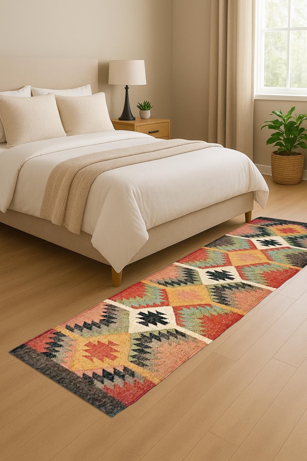 Wool Jute Runner Rug Handwoven Boho Hallway RunnerNaturalFlatweave RugFiber Decor Kilim Jute Runner For Living Room Decor Custom Size