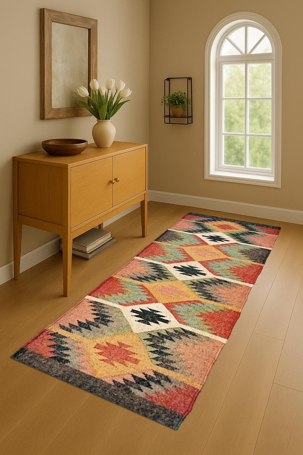 Wool Jute Runner Rug Handwoven Boho Hallway RunnerNaturalFlatweave RugFiber Decor Kilim Jute Runner For Living Room Decor Custom Size