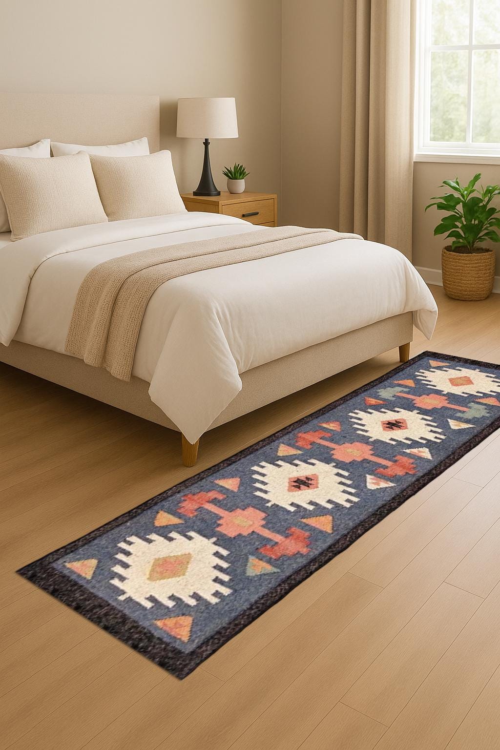 Handwoven Wool Jute Carpet Runner | Neutral Hallway Rug | Eco Friendly Rustic Style Hallway Runner | Rustic Farmhouse Carpet |  Boho Rug