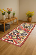 Handmade Wool Jute Rug Runner | Eco Friendly Natural Fiber Rug | Narrow Hallway or Entryway Bohemian Wool Jute Rug Runner