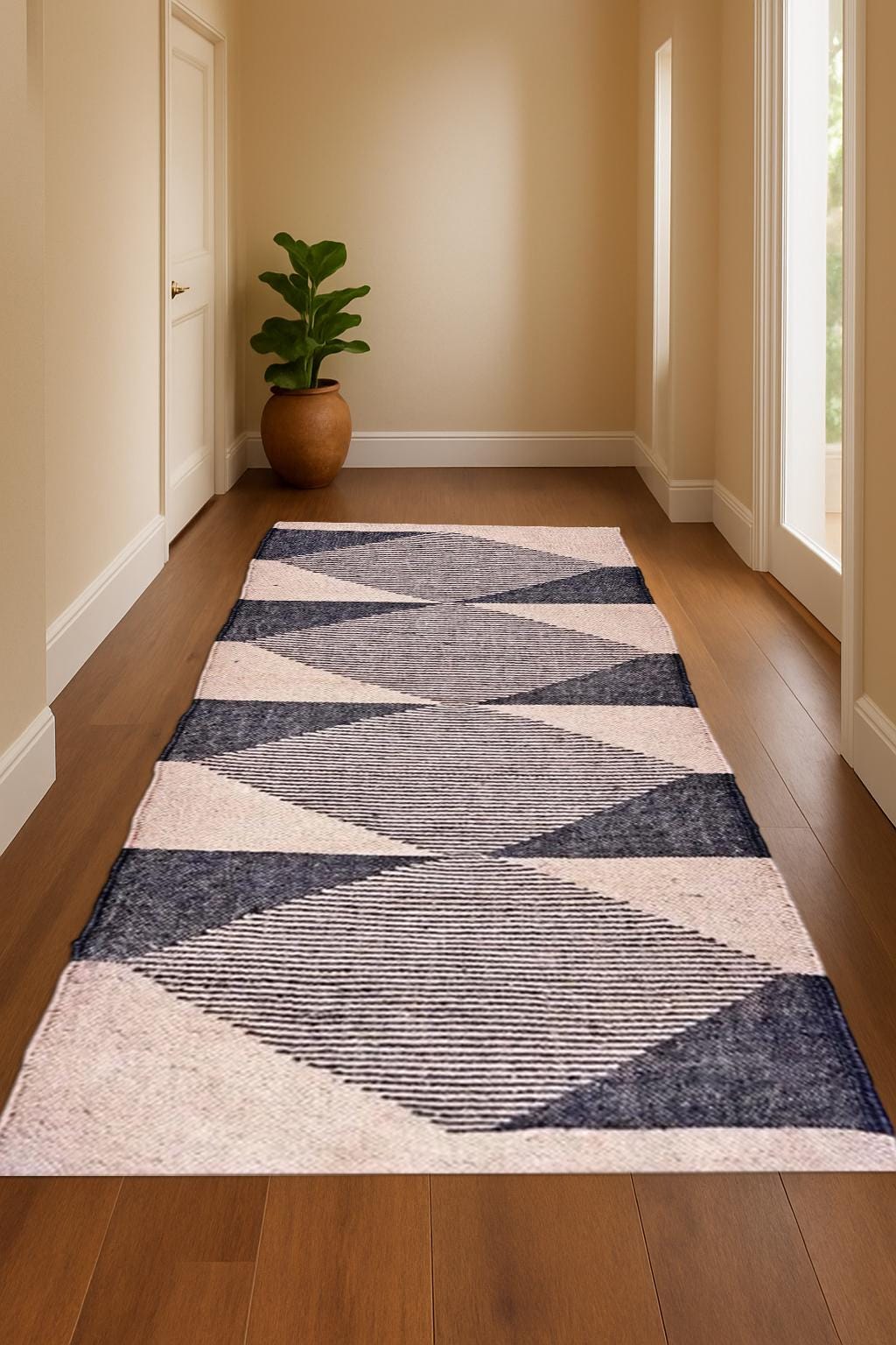 Kilim Wool Jute Runner Natural Eco-Friendly Rug Modern or Boho Home Decor Neutral Bohemian Style Rug – Hallway, Living Room, Bedroom