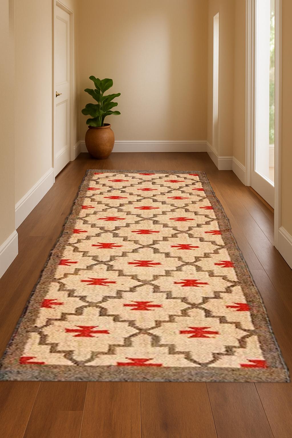 Boho Wool Jute Runner – Neutral Handmade Rug for Living Room or Bedroom – Flatweave Hallway Decor For Living Room Area Stair Runner Rugs
