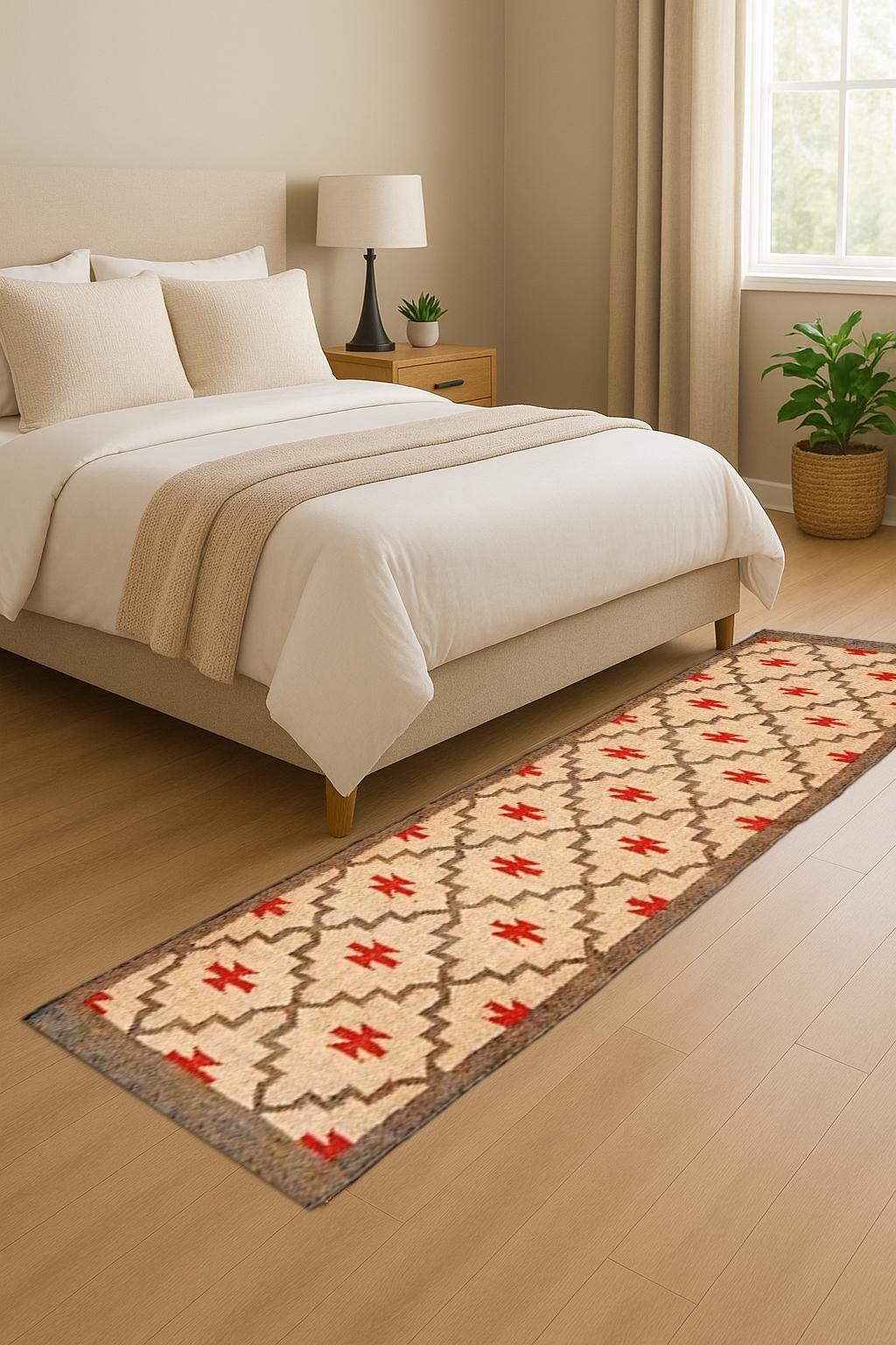 Boho Wool Jute Runner – Neutral Handmade Rug for Living Room or Bedroom – Flatweave Hallway Decor For Living Room Area Stair Runner Rugs