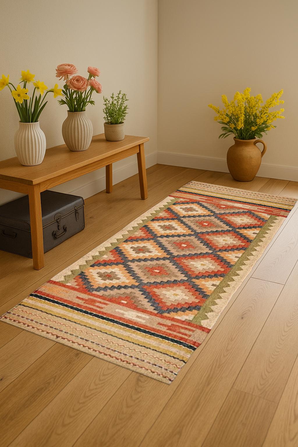 Eco-Friendly Wool Jute Runner Rug – Handmade Farmhouse Hallway Carpet, Rustic Neutral Entryway Rug, Boho Long Runner For Living Room