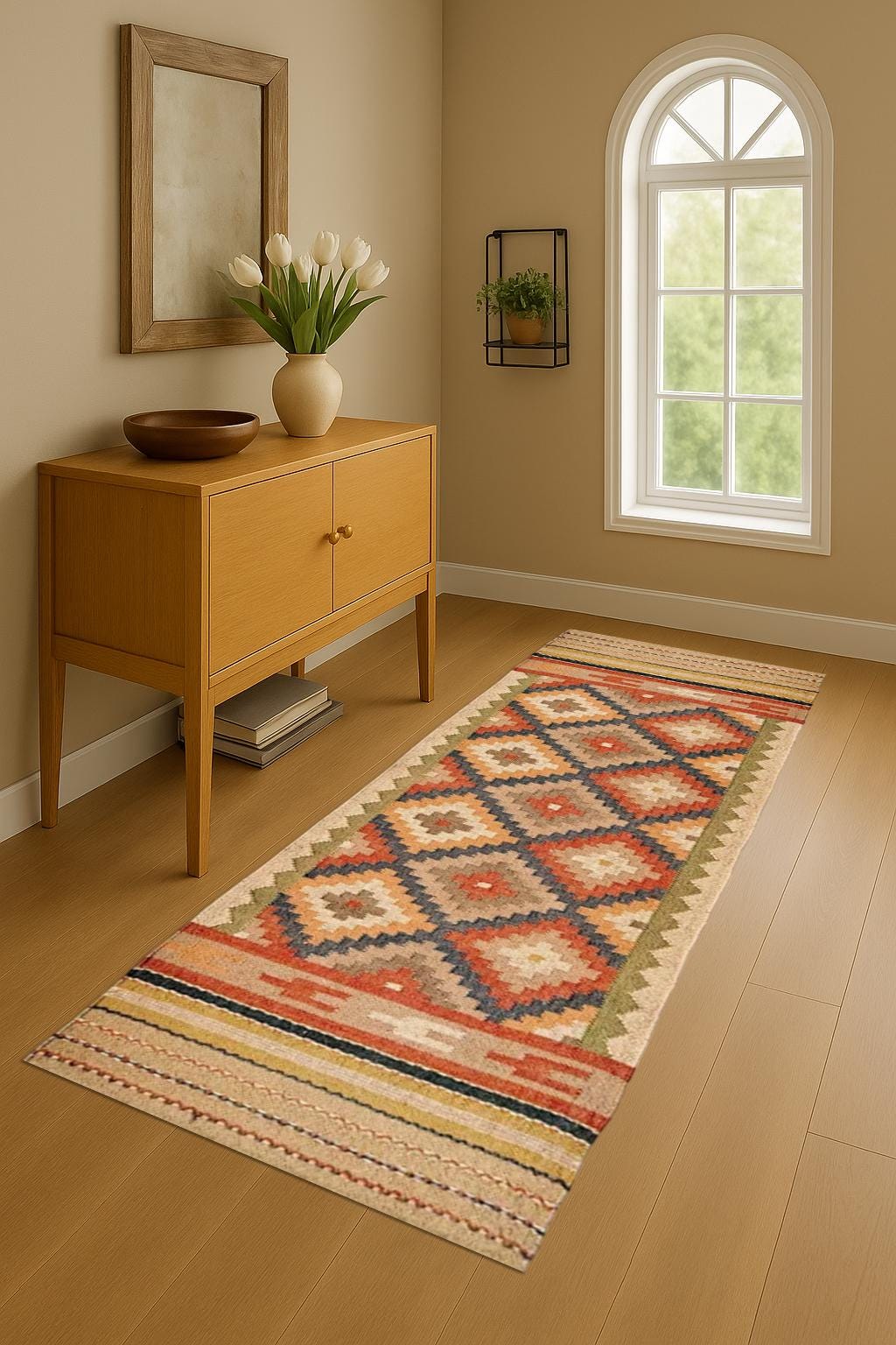 Eco-Friendly Wool Jute Runner Rug – Handmade Farmhouse Hallway Carpet, Rustic Neutral Entryway Rug, Boho Long Runner For Living Room