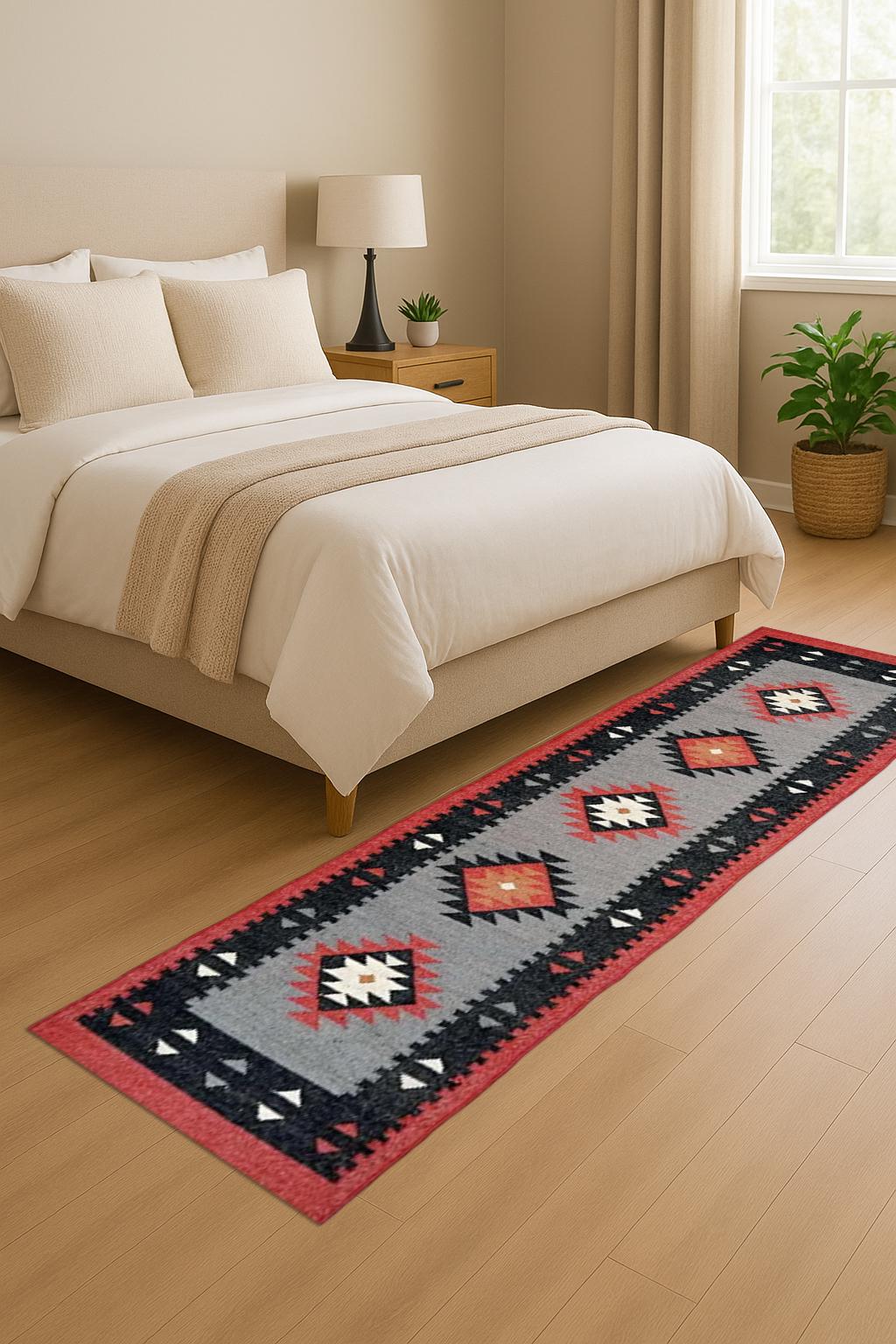 Wool and Jute Runner Rug – Eco-Friendly Farmhouse Hallway Carpet, Handmade Rustic Natural Runner, Boho Long Narrow Rug