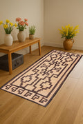 wool Handwoven Wool Jute Runner Rug Rustic Farmhouse Hallway Runner, Natural Boho Entryway Carpet, Long Neutral Rug for Home
