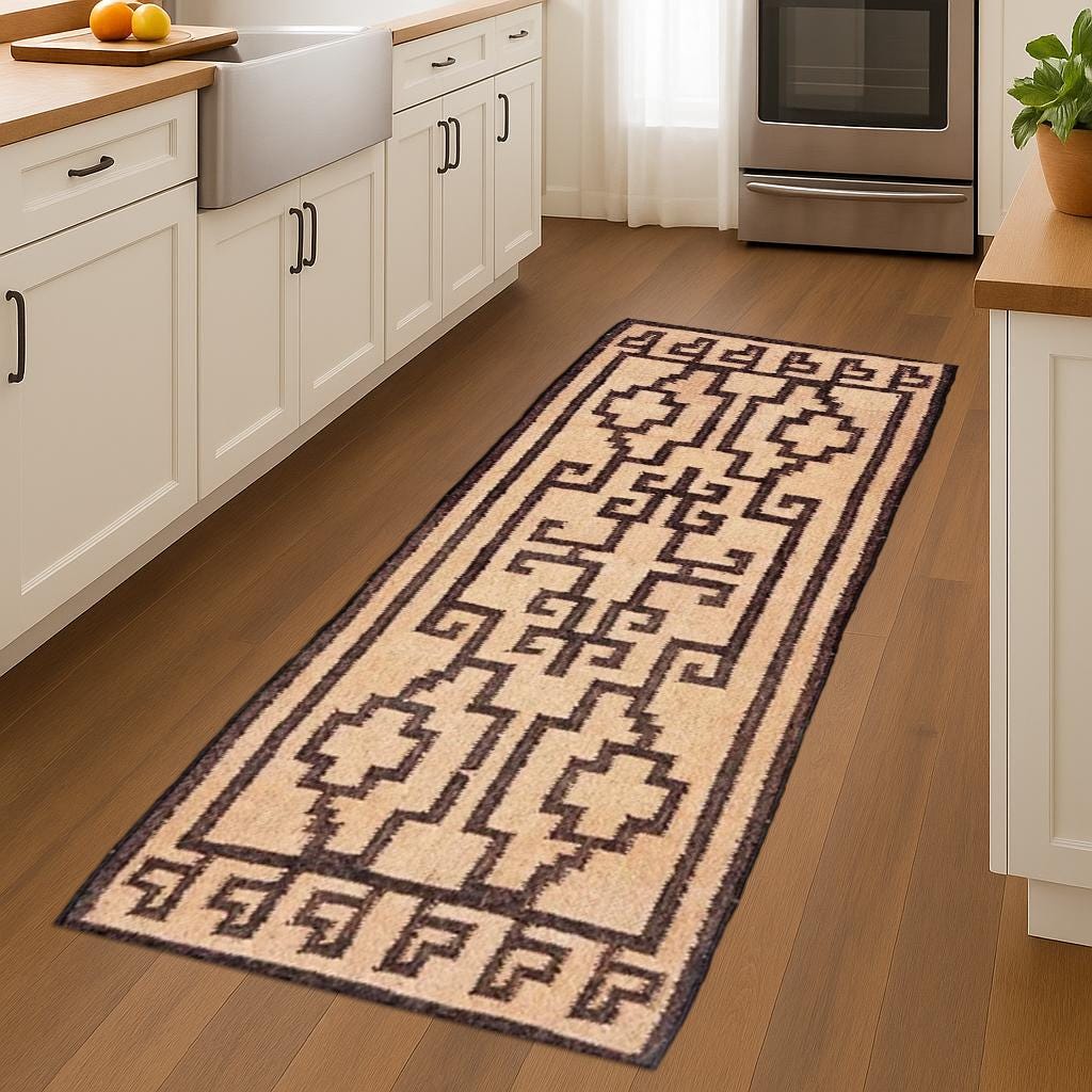 wool Handwoven Wool Jute Runner Rug Rustic Farmhouse Hallway Runner, Natural Boho Entryway Carpet, Long Neutral Rug for Home