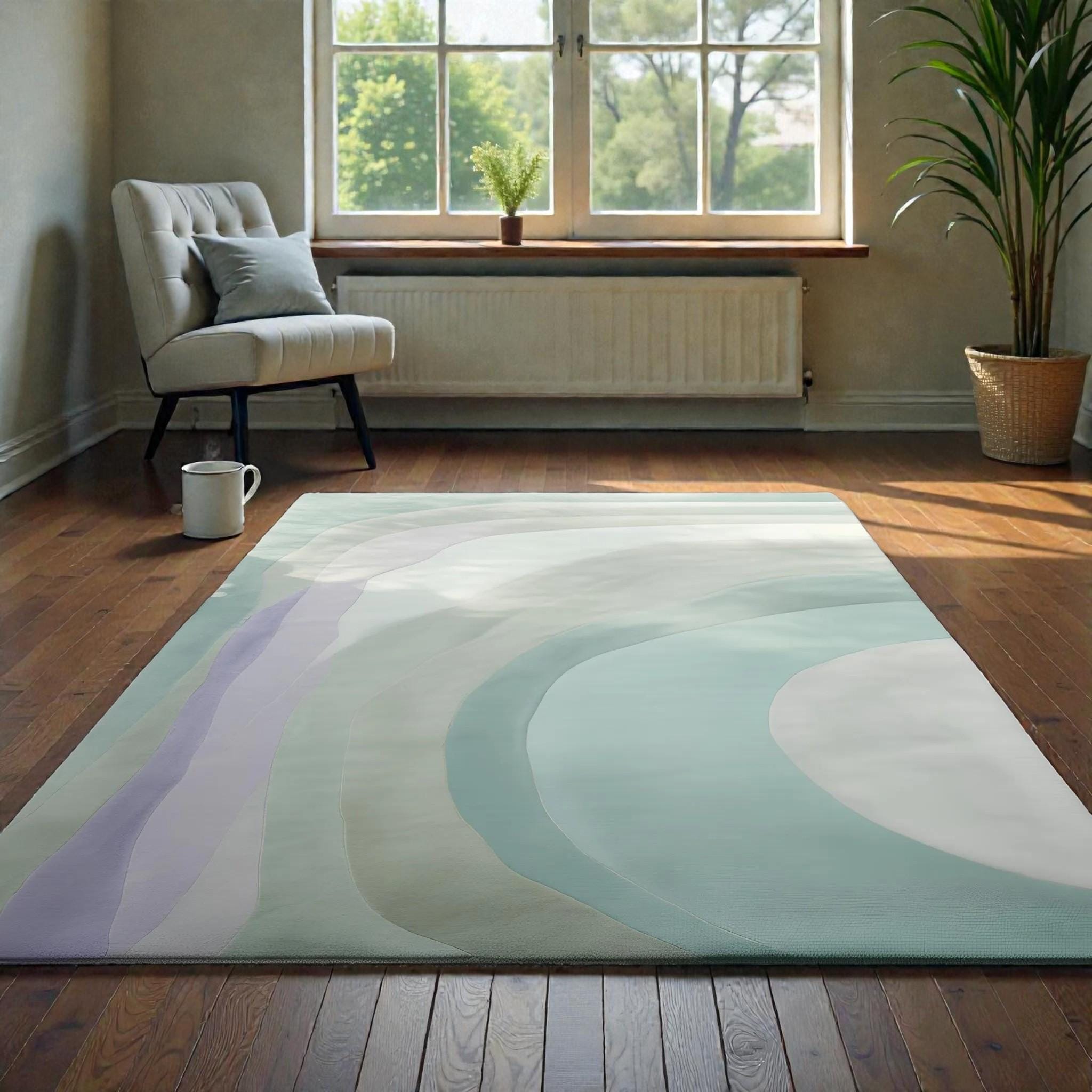Pastel Abstract Rug – Soft Modern Area Rug, Minimalist Gradient Carpet, Calming Contemporary Home Decor - Modern Area Rug