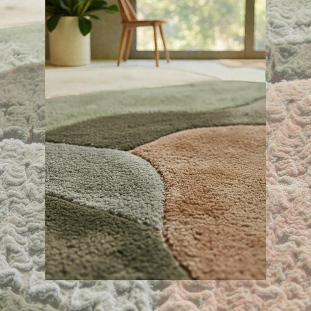 Abstract Modern Earth Tone Area Rug | Textured Contemporary Carpet | Brown & Grey Living Room Rug | Statement Floor Decor