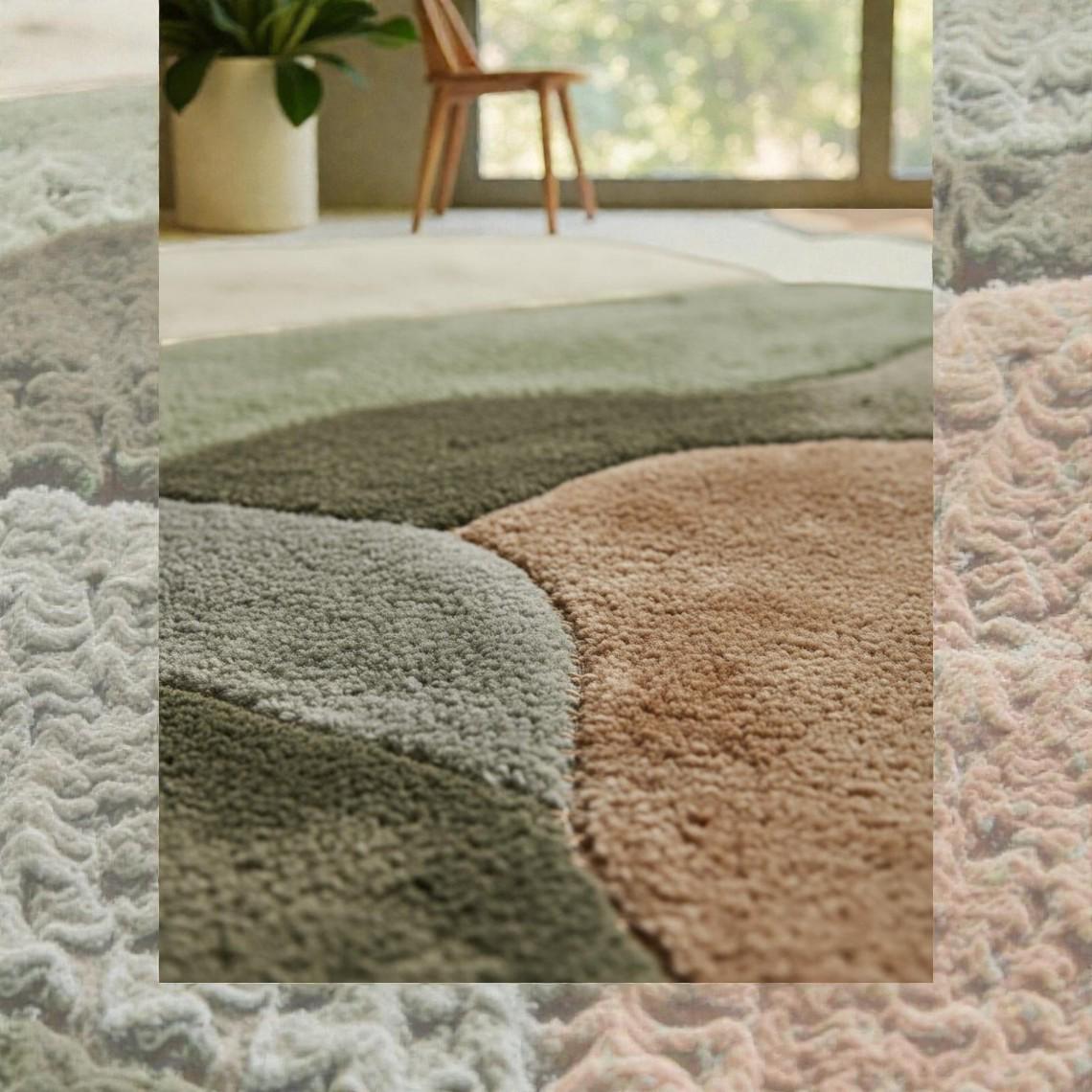Abstract Modern Earth Tone Area Rug | Textured Contemporary Carpet | Brown & Grey Living Room Rug | Statement Floor Decor