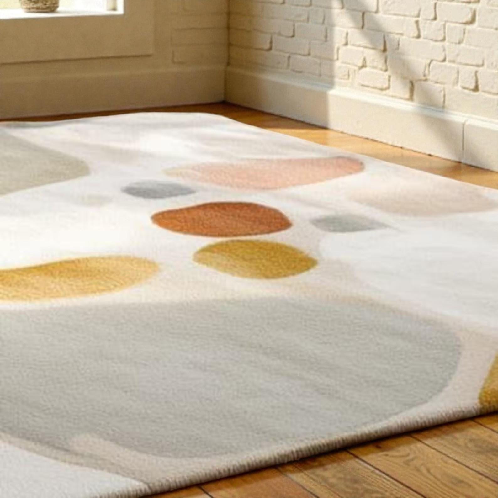 Modern Abstract Area Rug – Soft Minimalist Living Room Carpet | Neutral Geometric Decor Rug | Contemporary Bedroom Floor Mat