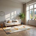 Modern Abstract Area Rug – Soft Minimalist Living Room Carpet | Neutral Geometric Decor Rug | Contemporary Bedroom Floor Mat