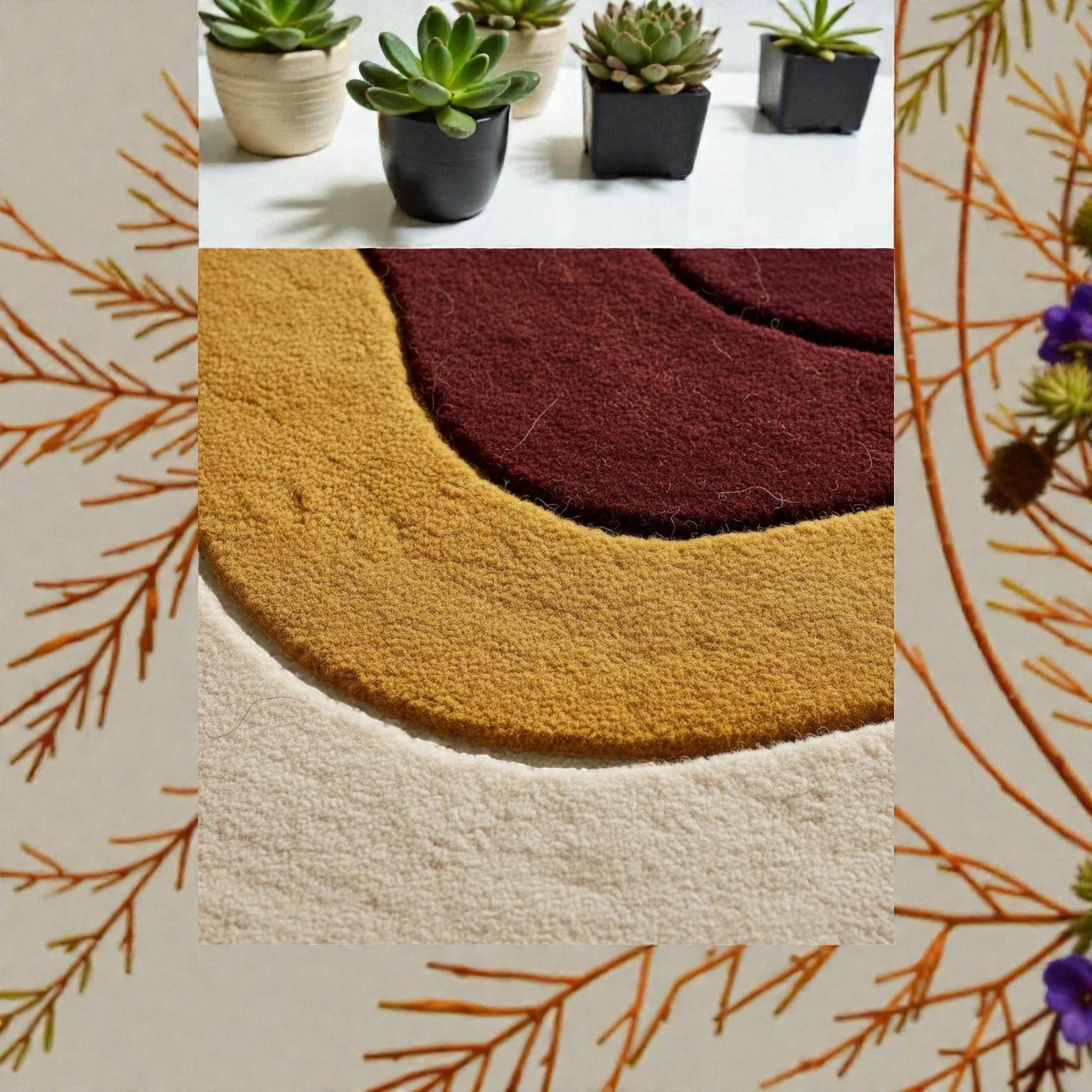 Modern Abstract Wave Area Rug – Retro Sunset Color Palette | Tufted Soft Carpet for Living Room & Bedroom | Mid-Century Modern Home Decor