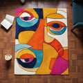 Abstract Modern Geometric Area Rug – Patchwork Tufted Carpet | Mid-Century Modern Living Room Bedroom Decor