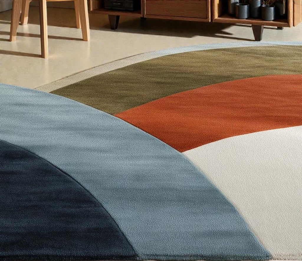 Modern Hand-Tufted Abstract Area Rug  Contemporary Geometric Accent Carpet | Soft Living Room Floor Decor