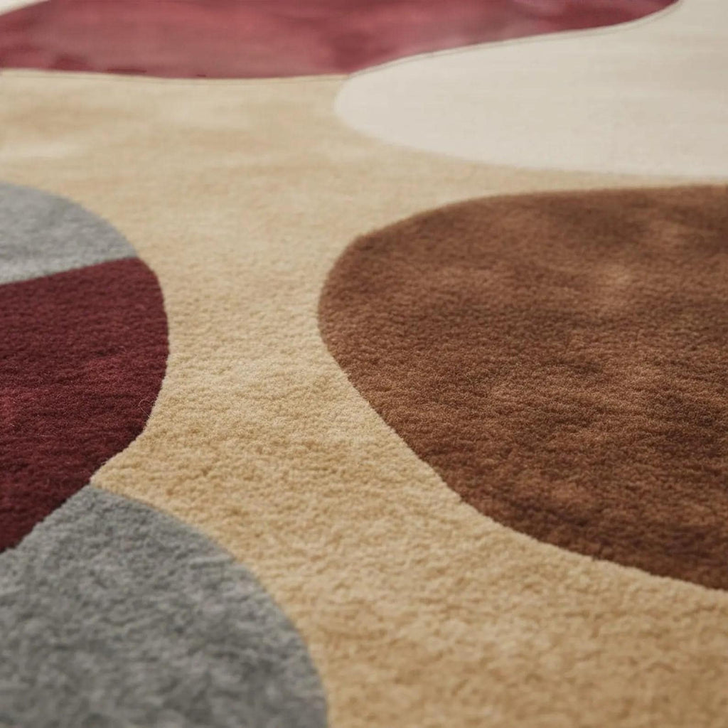 Brown Modern Hand-Tufted Abstract Area Rug | Contemporary Geometric Accent Carpet | Soft Living Room Floor Decor