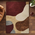 Brown Modern Hand-Tufted Abstract Area Rug | Contemporary Geometric Accent Carpet | Soft Living Room Floor Decor