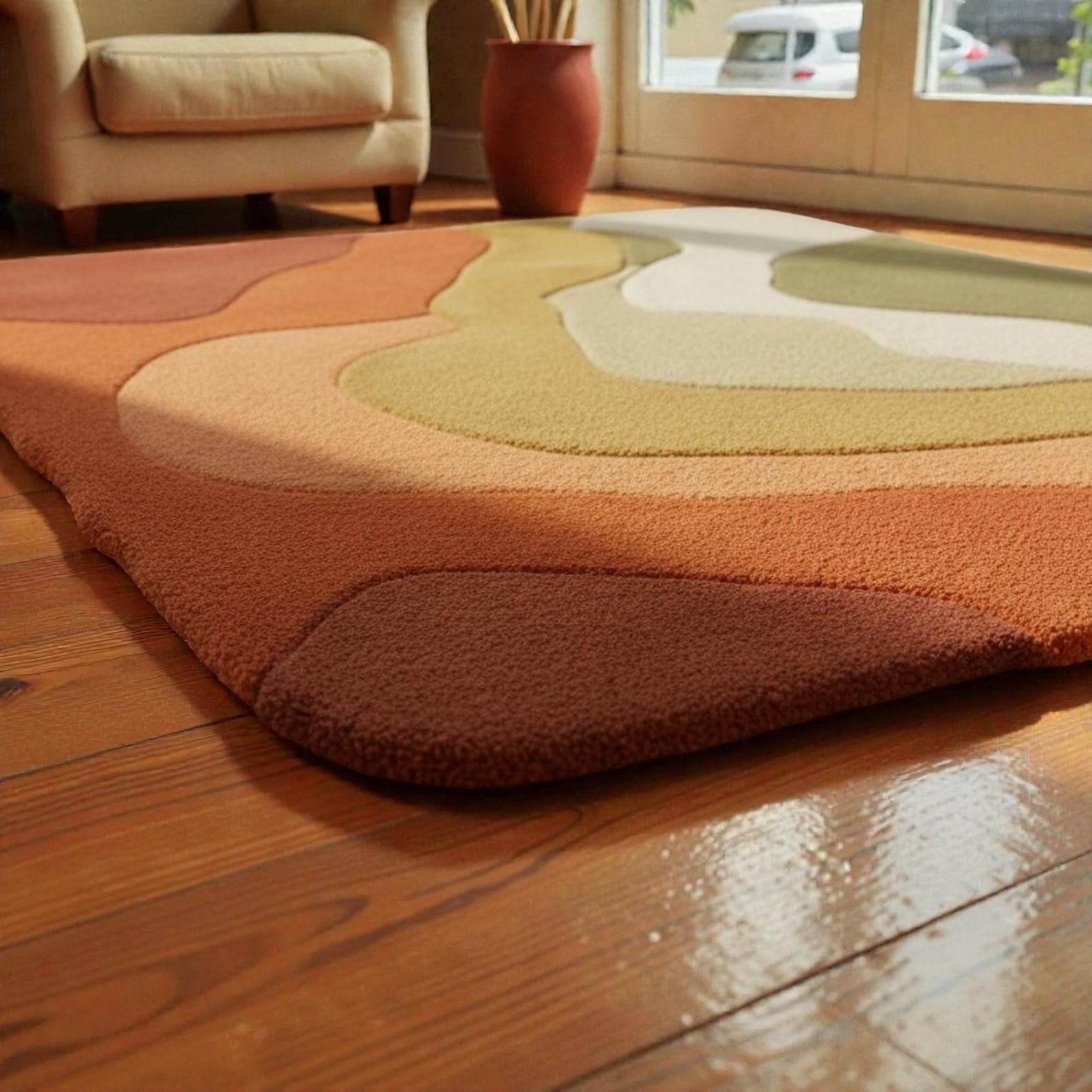 Soft Modern Abstract Area Rug – Minimalist Living Room Carpet | Neutral Geometric Decor Rug | Contemporary Bedroom Floor Mat