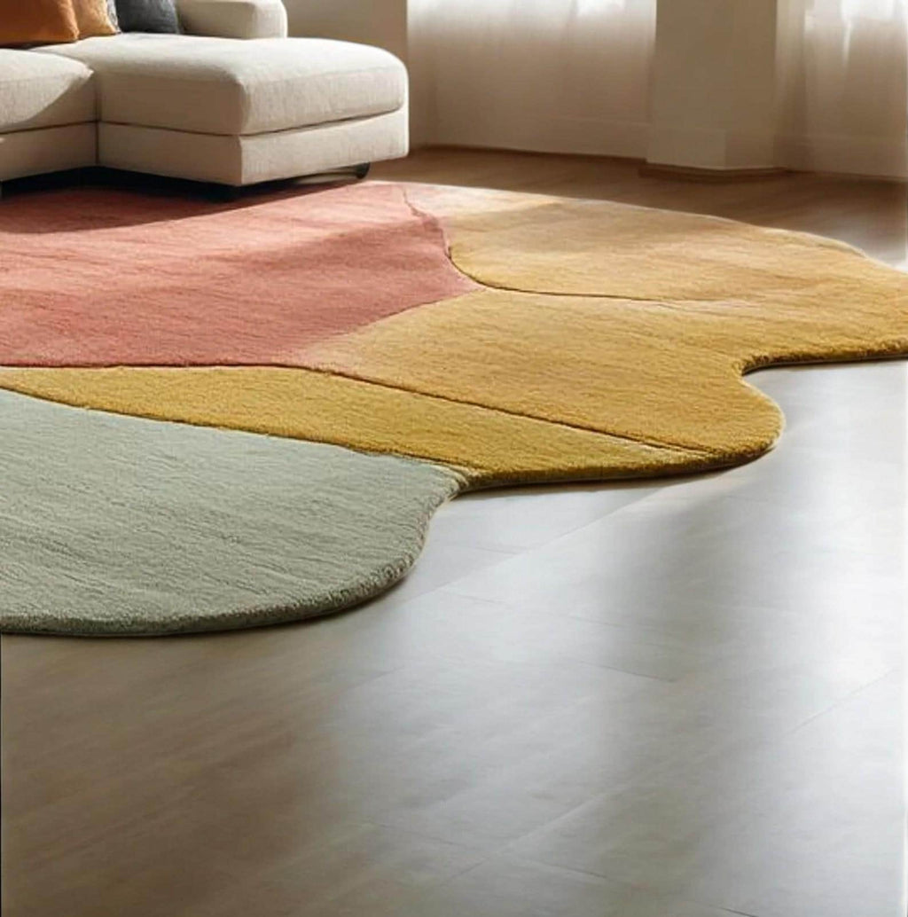 Hand-Tufted Abstract Wavy Rug – Multicolor Modern Art Carpet | Custom Wavy Rug – Handmade Abstract Area Rug | Swirl rug